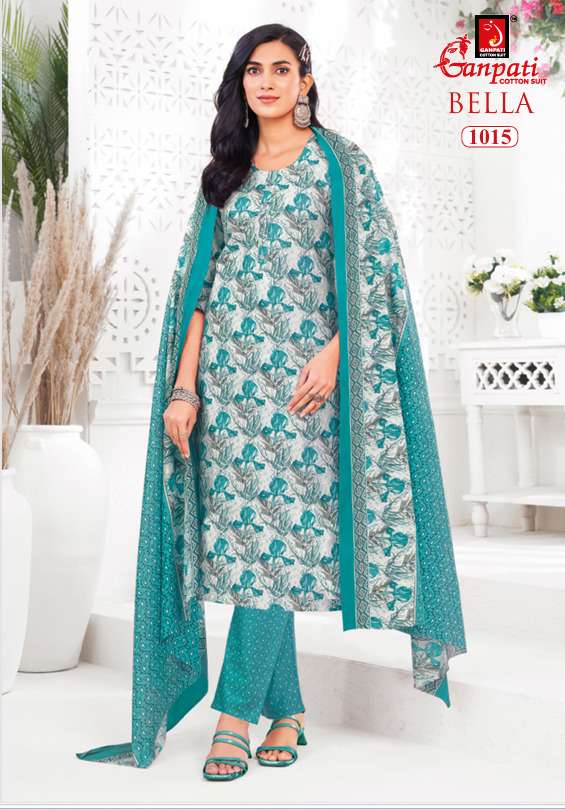 Ganpati Cotton Bella Vol 10 Pure Cotton Kurti Pant Dupatta Set