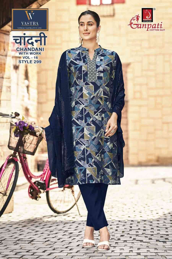 Ganpati Chandani Vol 16 Vatican Slub Foil Print Kurti Pant Dupatta Set - Amrah Wholesale