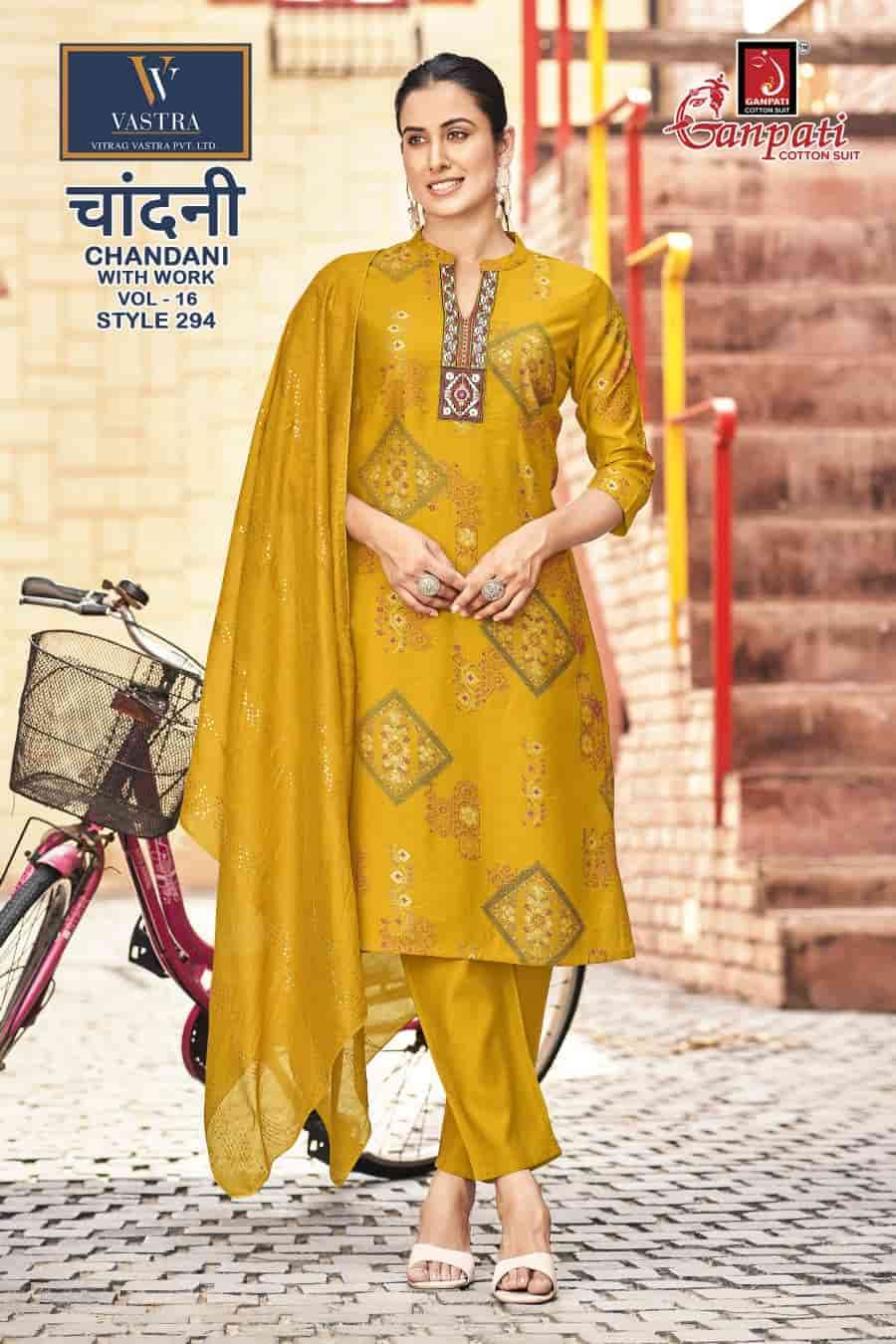 Ganpati Chandani Vol 16 Vatican Slub Foil Print Kurti Pant Dupatta Set - Amrah Wholesale