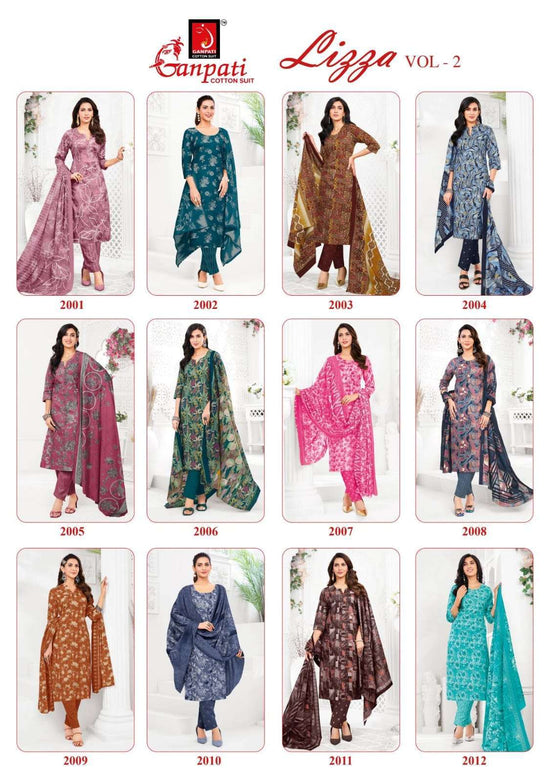 Ganpati Cotton Lizza Vol 2 Cotton Kurti Pant Dupatta Set - Amrah Wholesale