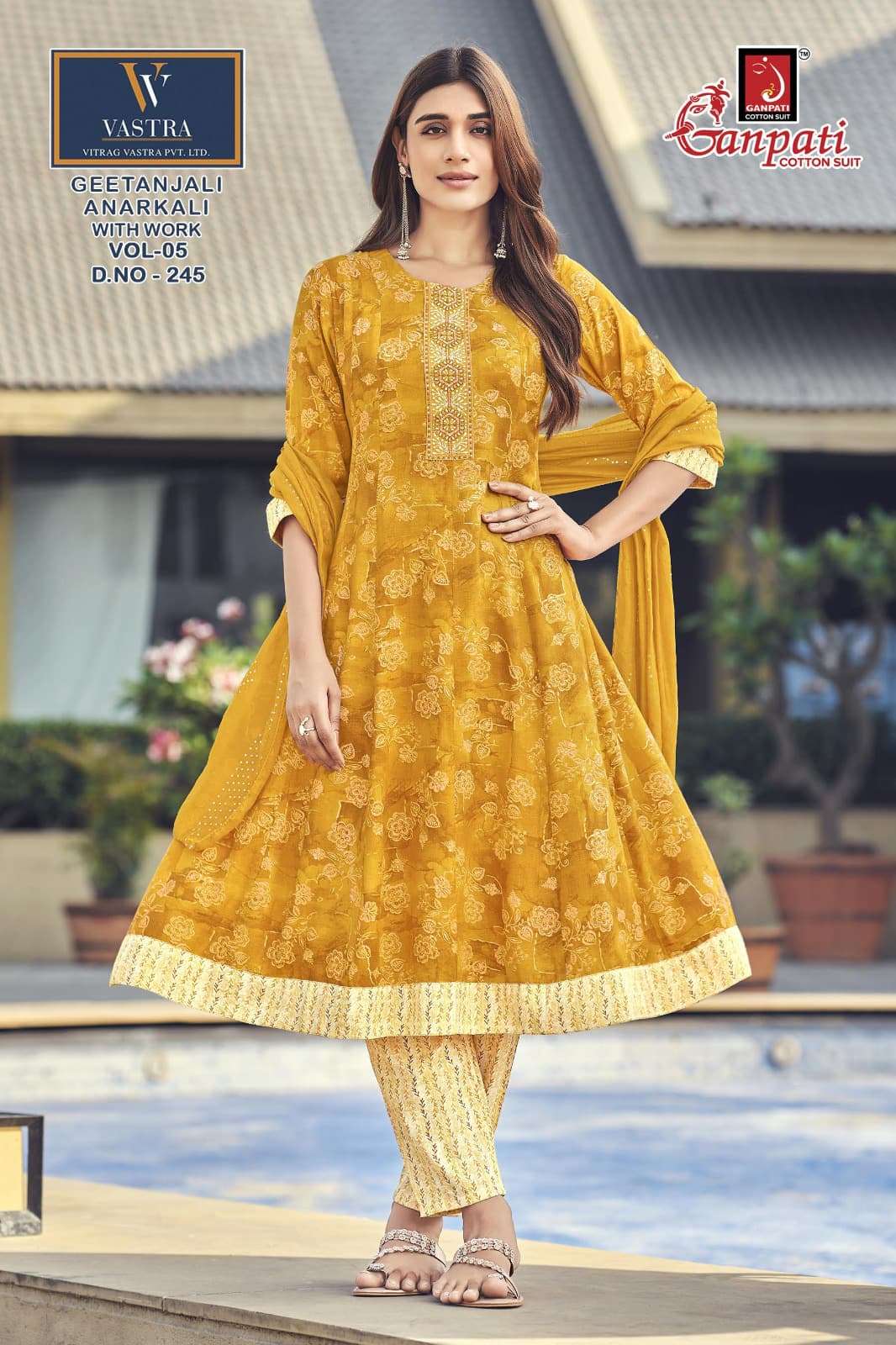 Ganpati Cotton Geetanjali Anarkali Vol 5 Rayon Anarkali Suit Set