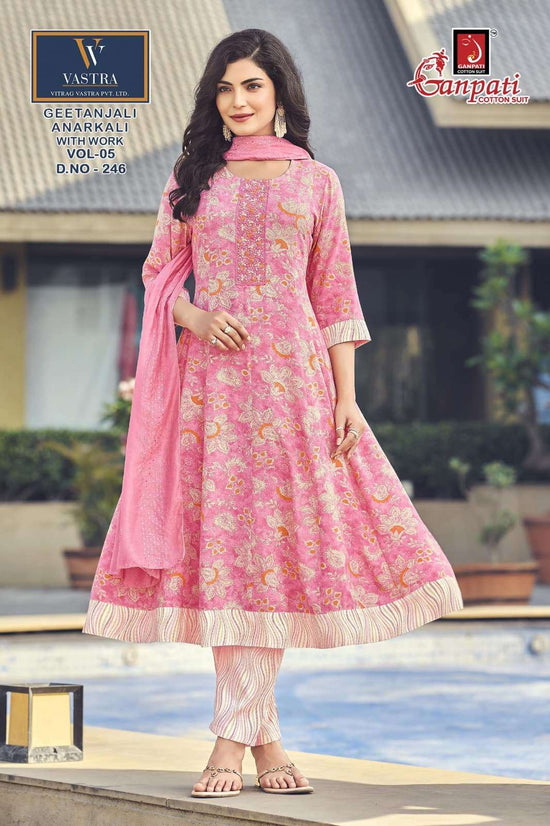 Ganpati Cotton Geetanjali Anarkali Vol 5 Rayon Anarkali Suit Set