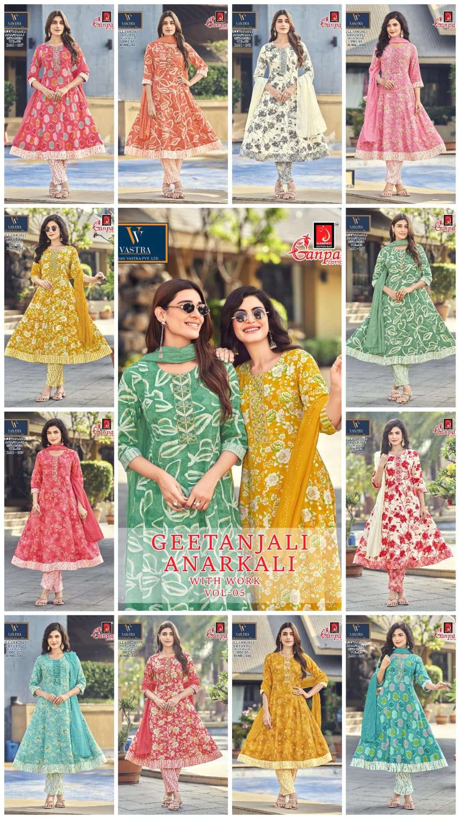 Ganpati Cotton Geetanjali Anarkali Vol 5 Rayon Anarkali Suit Set