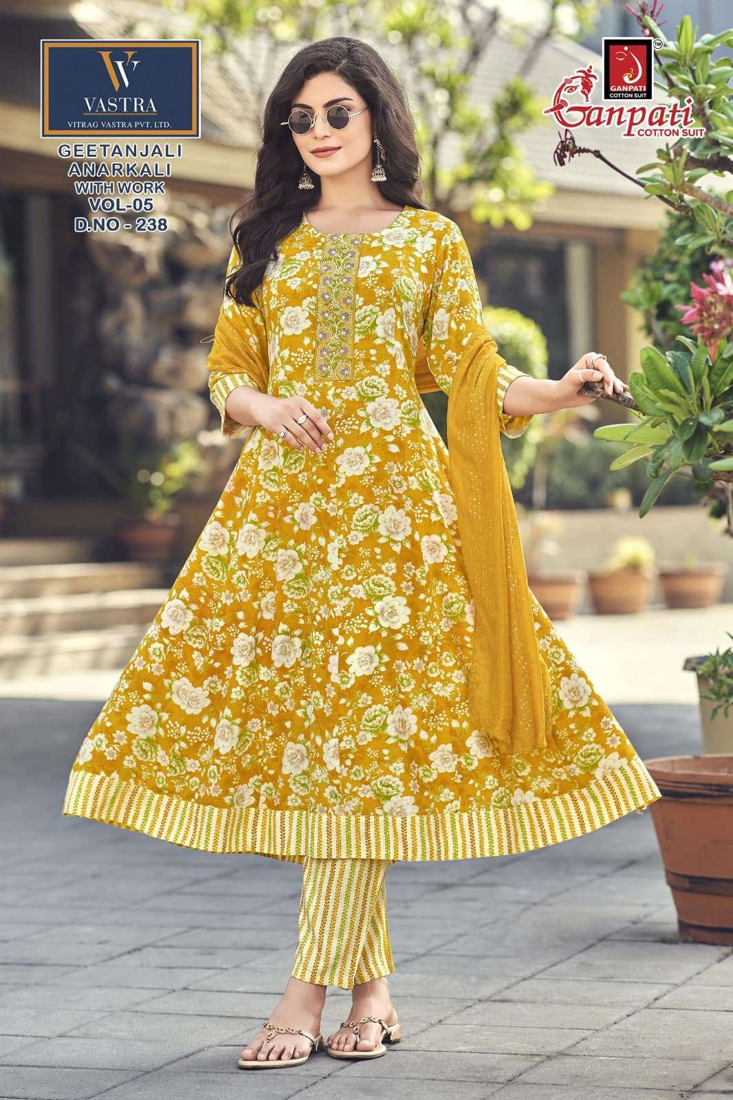 Ganpati Cotton Geetanjali Anarkali Vol 5 Rayon Anarkali Suit Set