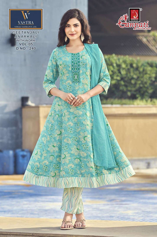 Ganpati Cotton Geetanjali Anarkali Vol 5 Rayon Anarkali Suit Set