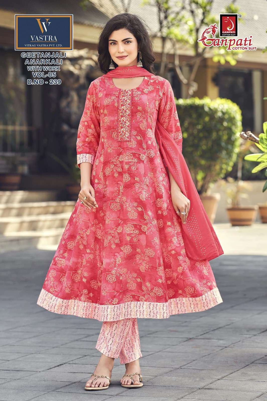 Ganpati Cotton Geetanjali Anarkali Vol 5 Rayon Anarkali Suit Set