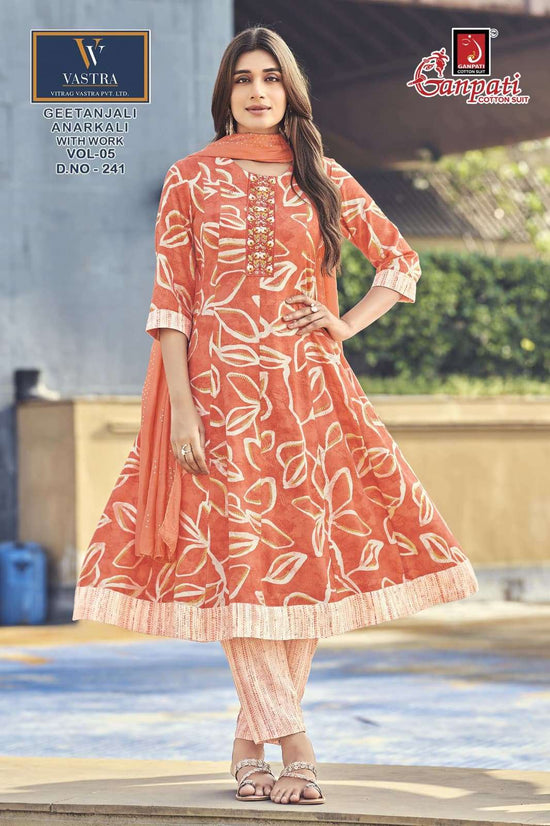 Ganpati Cotton Geetanjali Anarkali Vol 5 Rayon Anarkali Suit Set