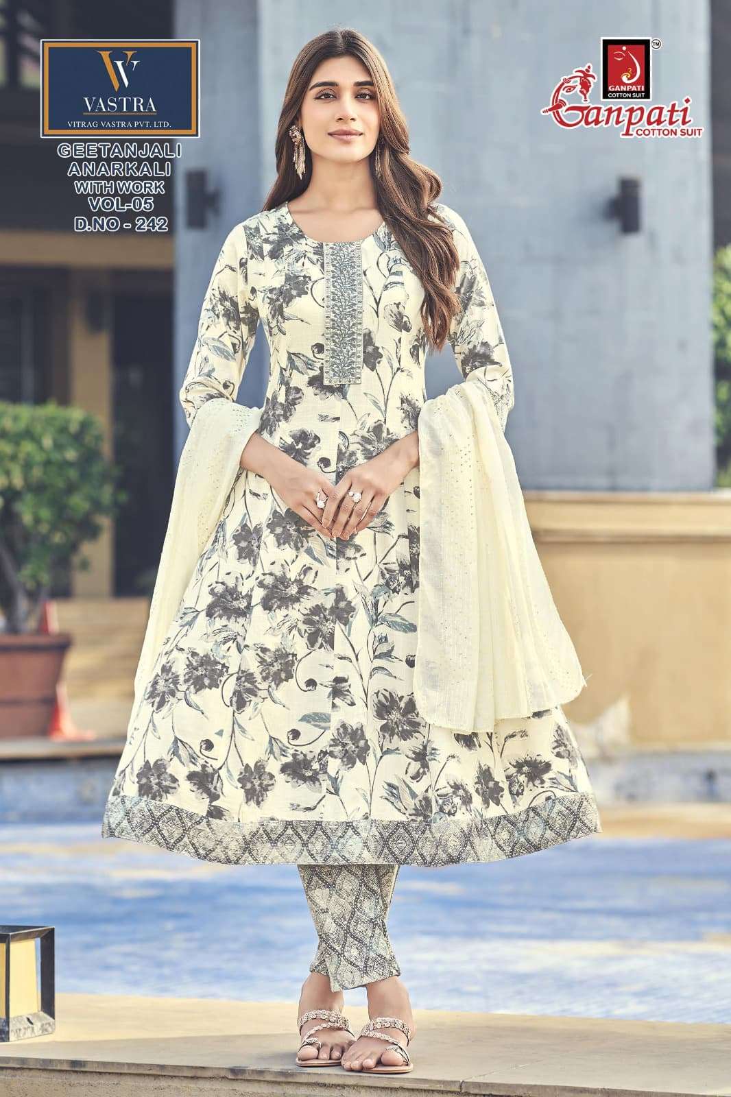 Ganpati Cotton Geetanjali Anarkali Vol 5 Rayon Anarkali Suit Set