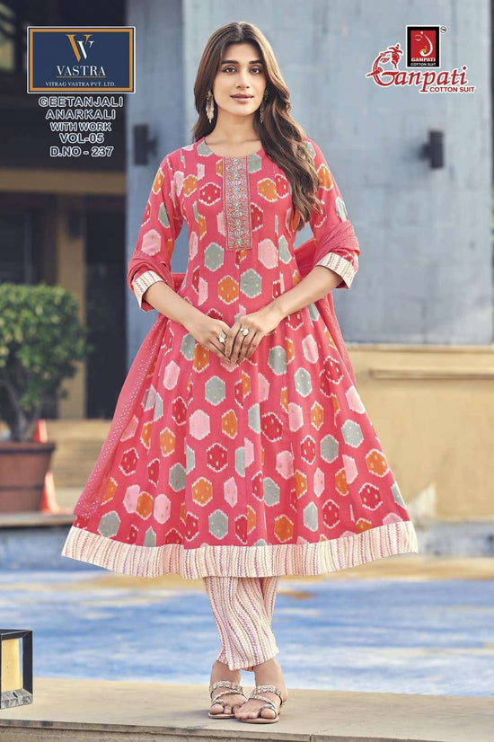 Ganpati Cotton Geetanjali Anarkali Vol 5 Rayon Anarkali Suit Set