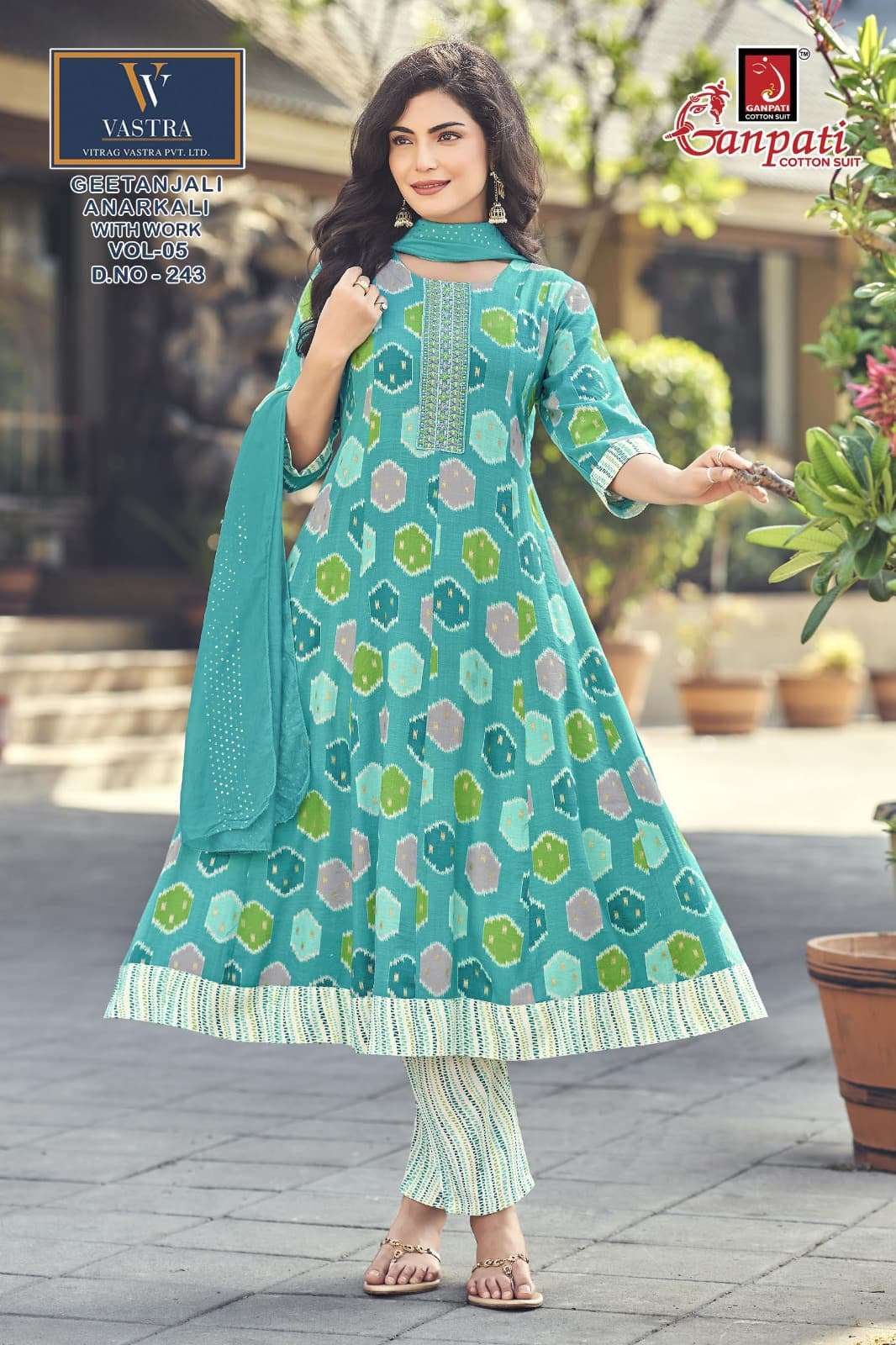 Ganpati Cotton Geetanjali Anarkali Vol 5 Rayon Anarkali Suit Set