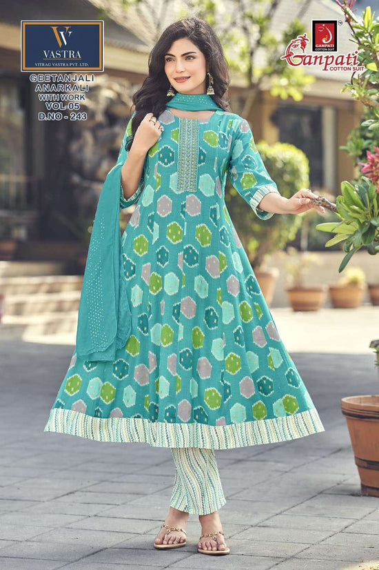 Ganpati Cotton Geetanjali Anarkali Vol 5 Rayon Anarkali Suit Set
