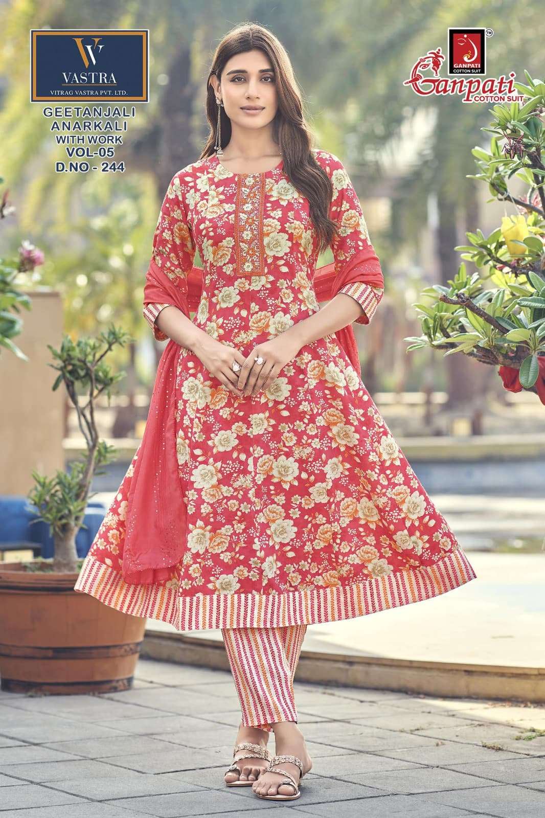 Ganpati Cotton Geetanjali Anarkali Vol 5 Rayon Anarkali Suit Set