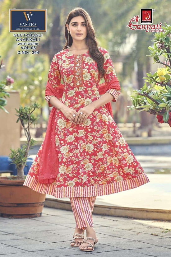 Ganpati Cotton Geetanjali Anarkali Vol 5 Rayon Anarkali Suit Set