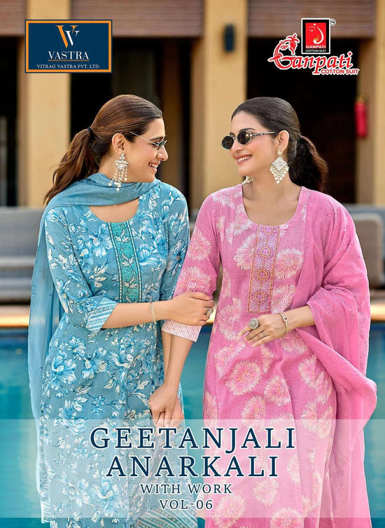 Ganpati Geetanjali Anarkali Vol 6 Rayon Slub Salwar Suit Set