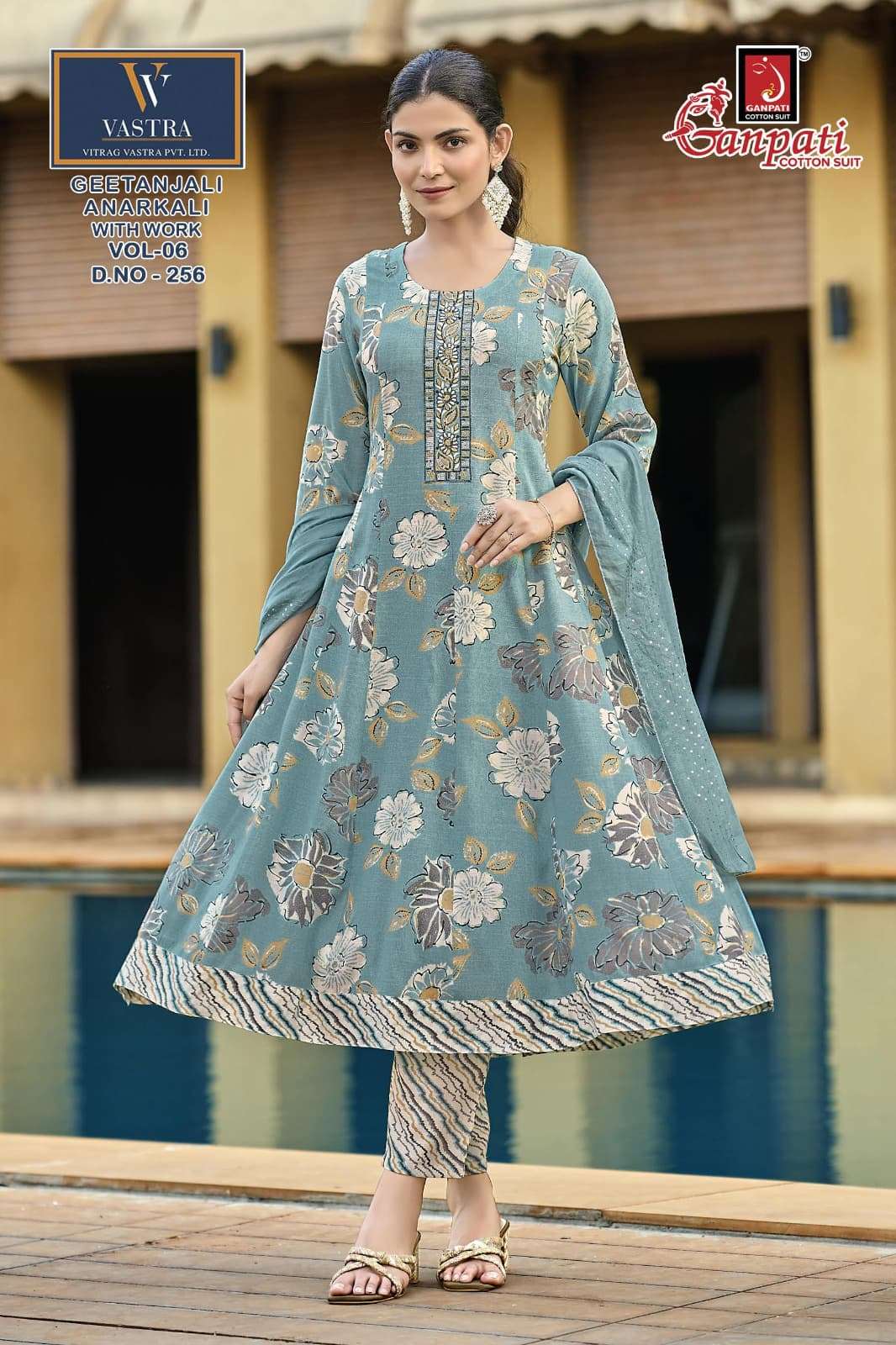 Ganpati Geetanjali Anarkali Vol 6 Rayon Slub Salwar Suit Set