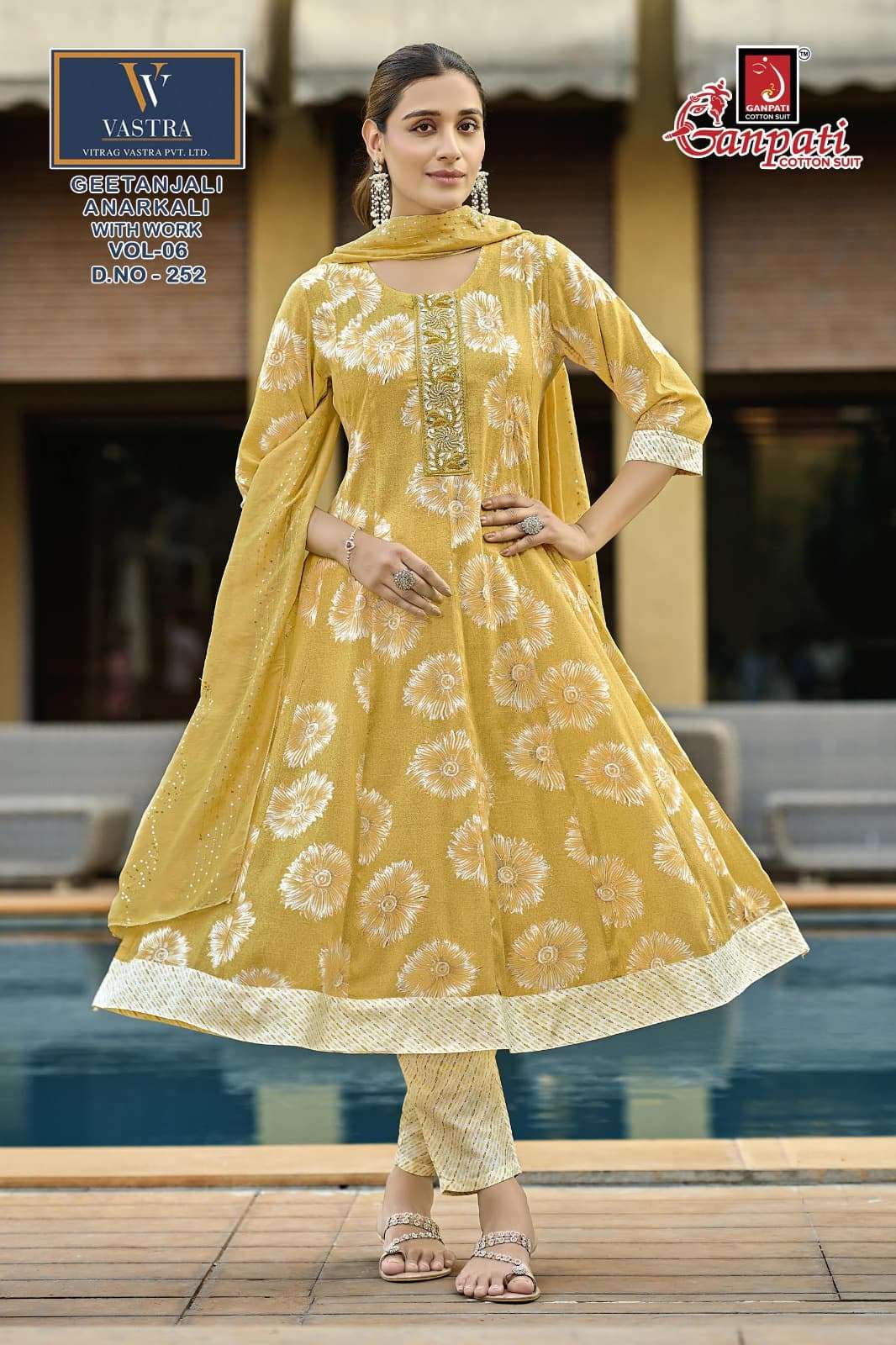 Ganpati Geetanjali Anarkali Vol 6 Rayon Slub Salwar Suit Set