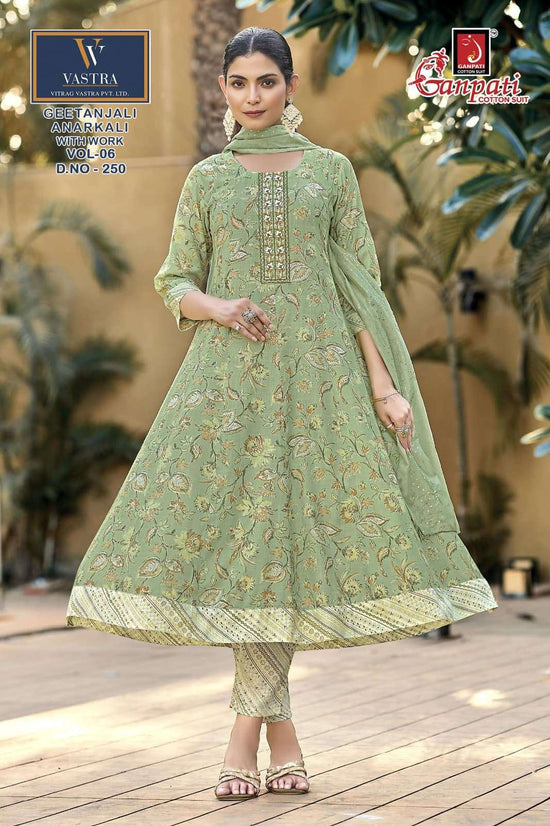 Ganpati Geetanjali Anarkali Vol 6 Rayon Slub Salwar Suit Set