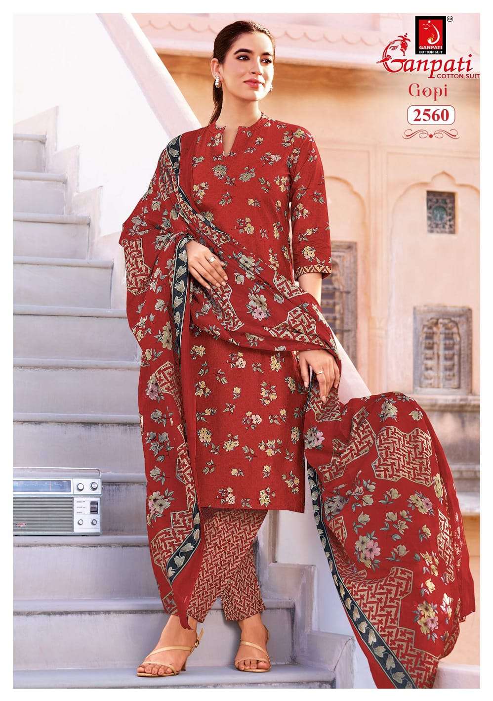 Ganpati Gopi Vol 16 Pure Cotton Kurti Bottom Dupatta Set
