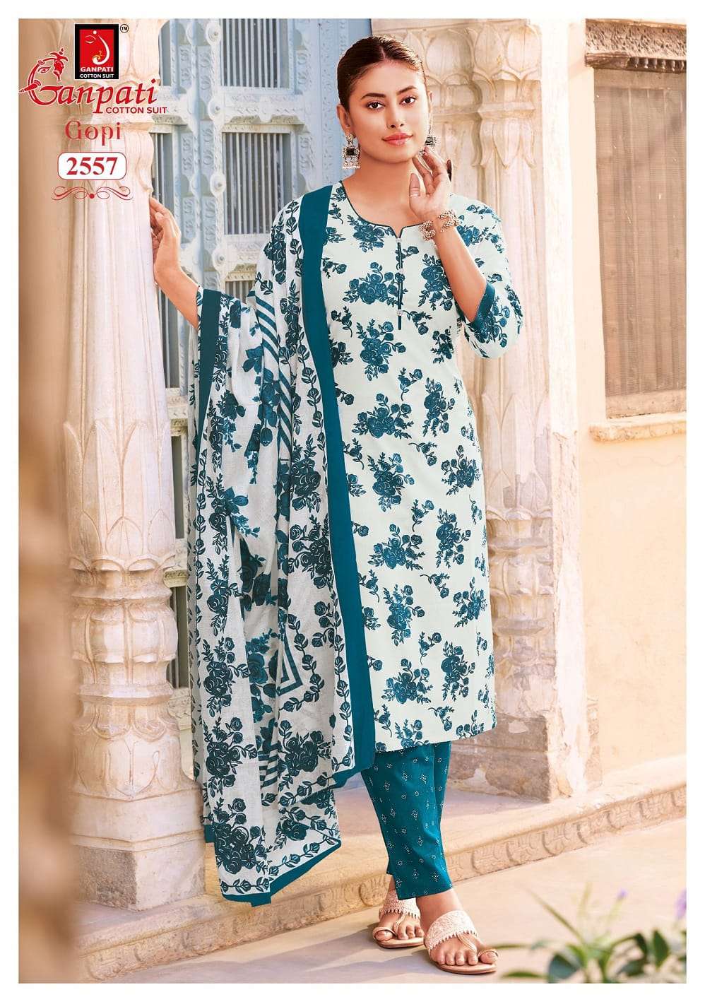 Ganpati Gopi Vol 16 Pure Cotton Kurti Bottom Dupatta Set