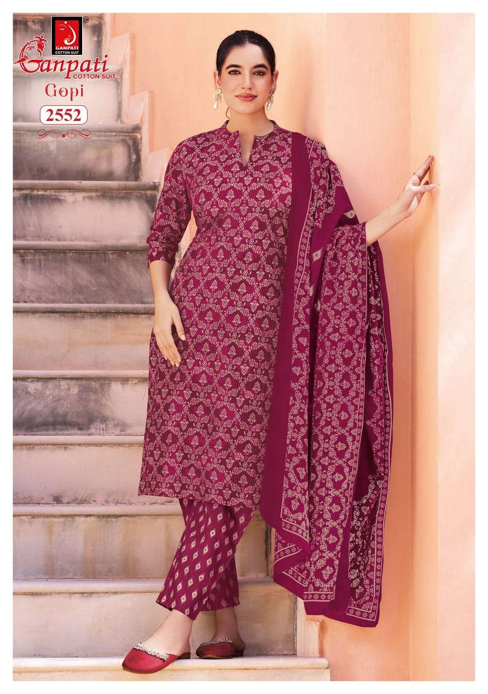 Ganpati Gopi Vol 16 Pure Cotton Kurti Bottom Dupatta Set