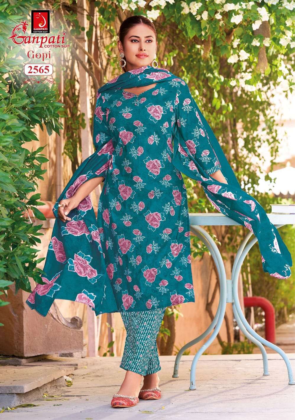 Ganpati Gopi Vol 16 Pure Cotton Kurti Bottom Dupatta Set