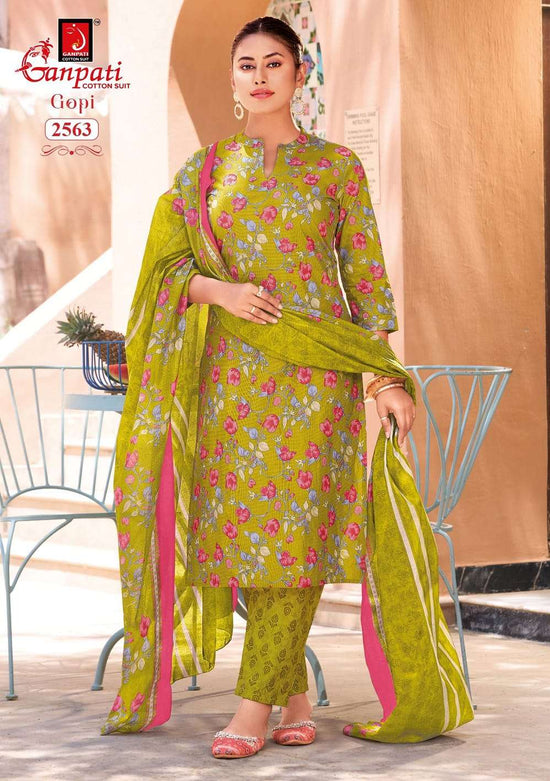 Ganpati Gopi Vol 16 Pure Cotton Kurti Bottom Dupatta Set