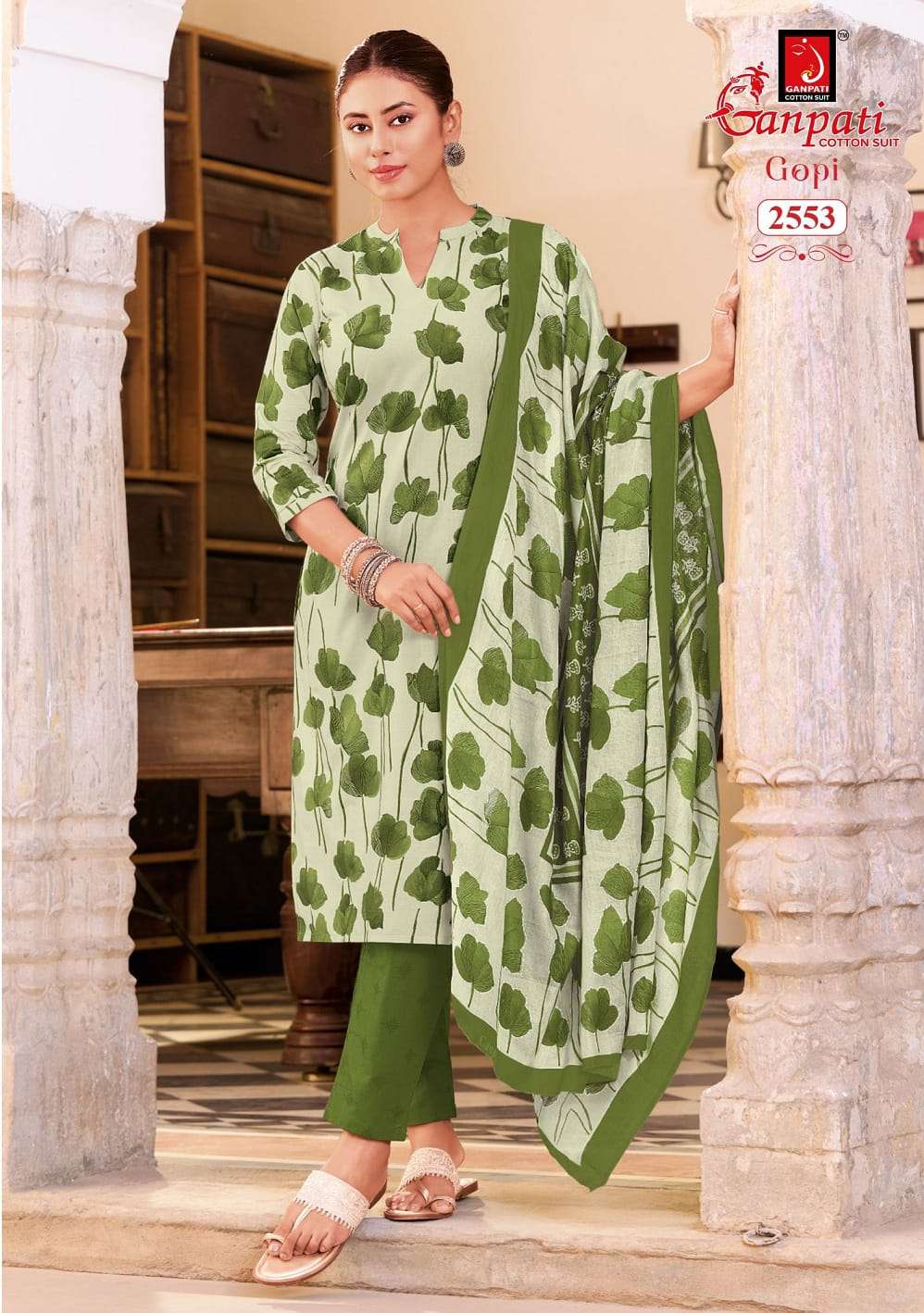 Ganpati Gopi Vol 16 Pure Cotton Kurti Bottom Dupatta Set