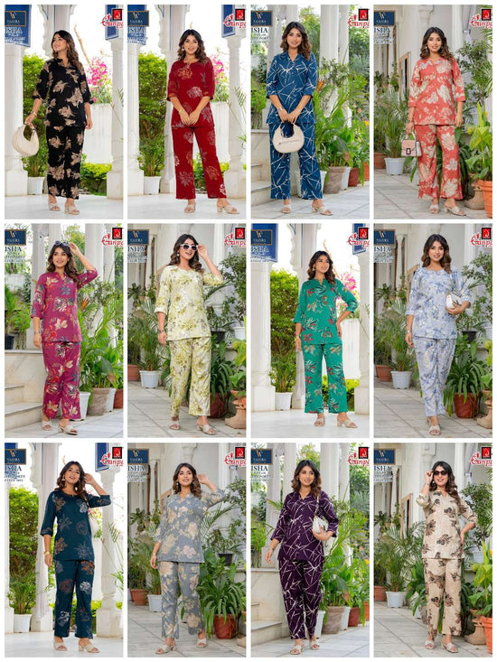 Ganpati Cotton Isha Vol 14 Rayon Printed Co Ord Set