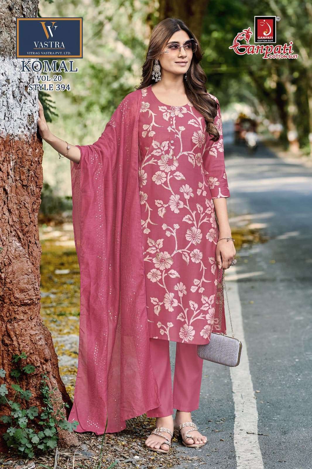 Ganpati Komal Vol 20 Vatican Slub Kurti Pant Dupatta Set