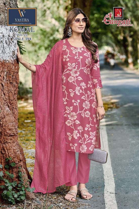 Ganpati Komal Vol 20 Vatican Slub Kurti Pant Dupatta Set