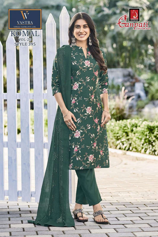 Ganpati Komal Vol 20 Vatican Slub Kurti Pant Dupatta Set