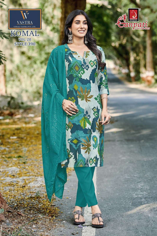 Ganpati Komal Vol 20 Vatican Slub Kurti Pant Dupatta Set
