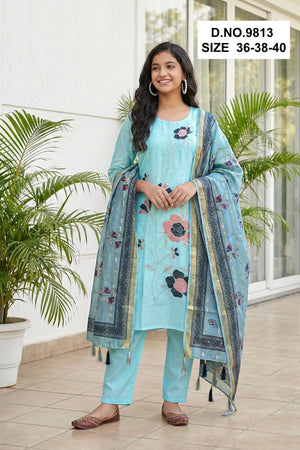 Gayatri 9812 And 9813 Roman Silk Embroidery Kurti Set