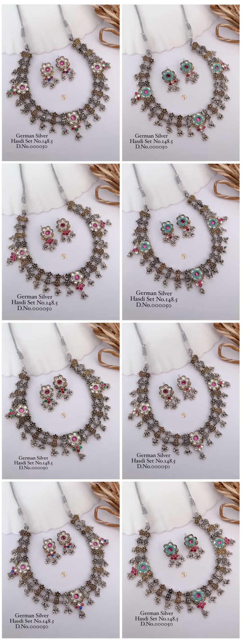German Silver Navratri Hasdi Set 1 Oxidized Necklace Set