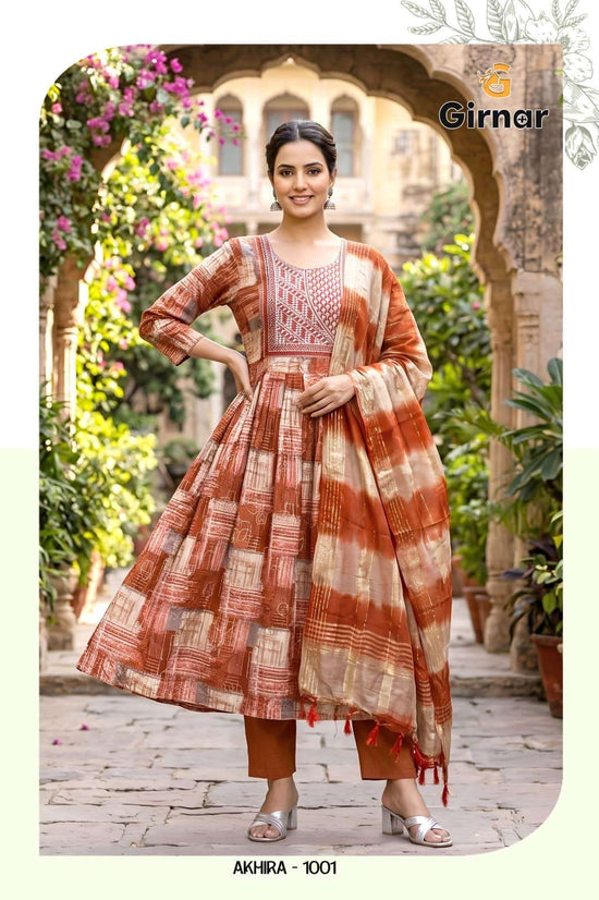 Girnar Akhira Vol 1 Foil Print Kurti Pant Dupatta Set - Amrah Wholesale