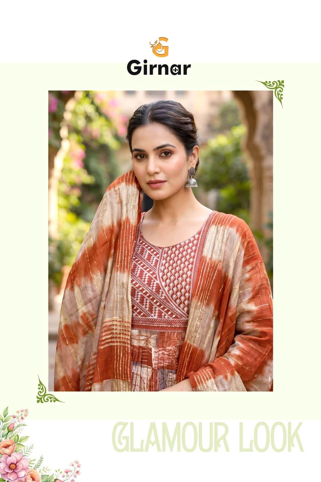 Girnar Akhira Vol 1 Foil Print Kurti Pant Dupatta Set - Amrah Wholesale