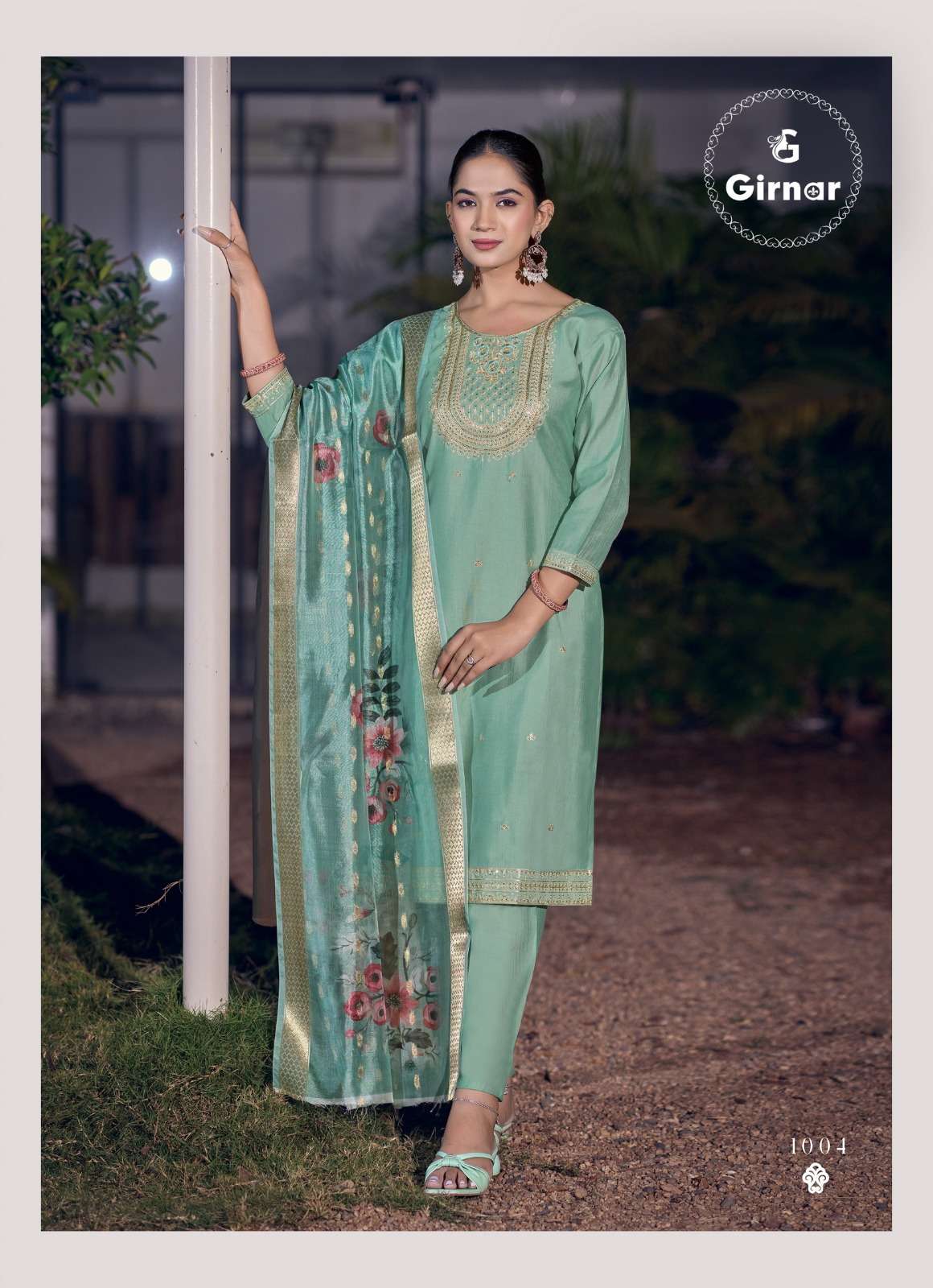 Girnar Bhrithi Vol 1 Vertican Embroidered Kurti Pant Dupatta Set