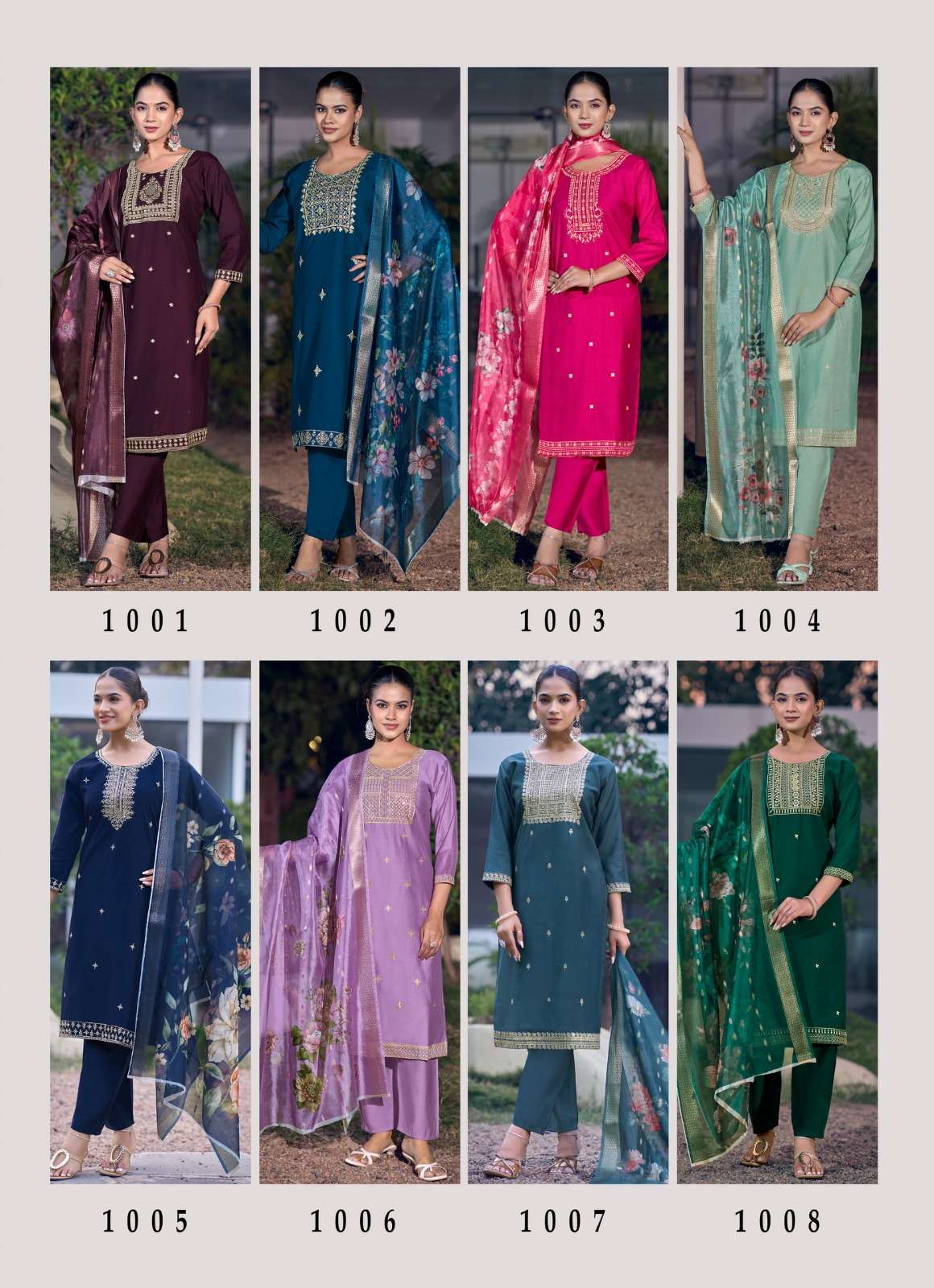 Girnar Bhrithi Vol 1 Vertican Embroidered Kurti Pant Dupatta Set
