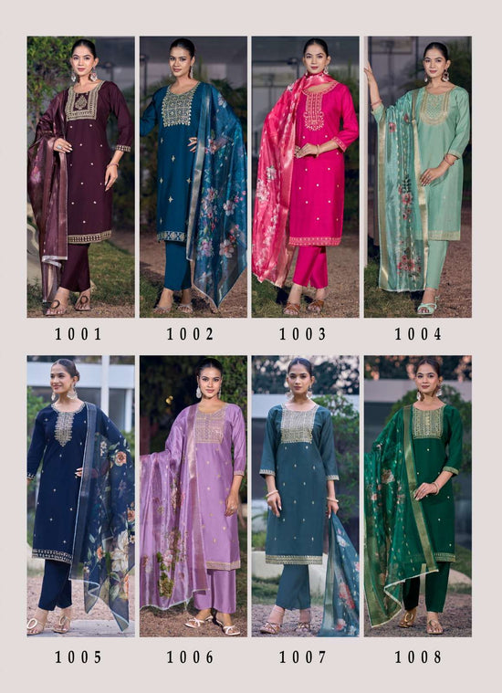 Girnar Bhrithi Vol 1 Vertican Embroidered Kurti Pant Dupatta Set