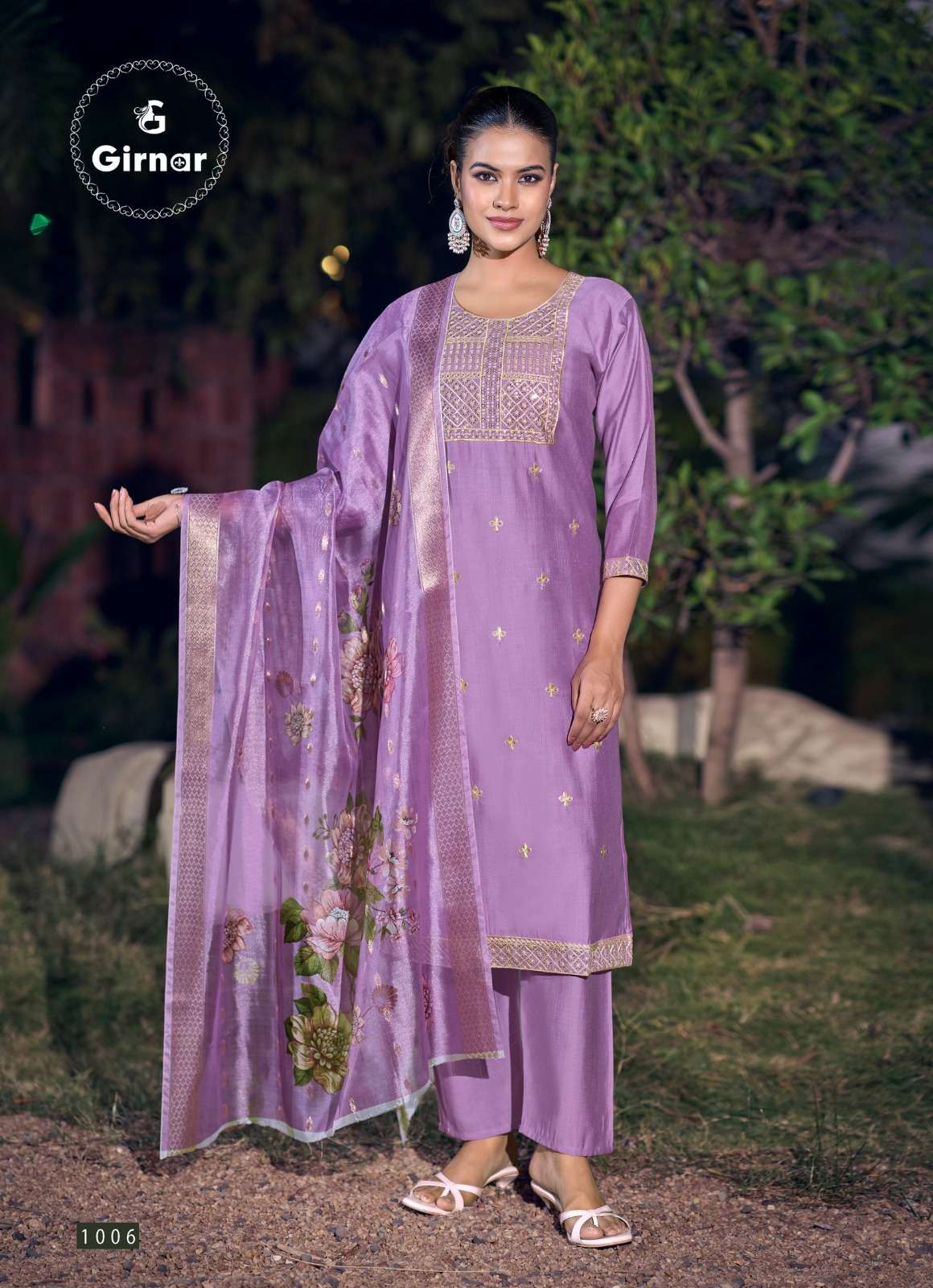 Girnar Bhrithi Vol 1 Vertican Embroidered Kurti Pant Dupatta Set