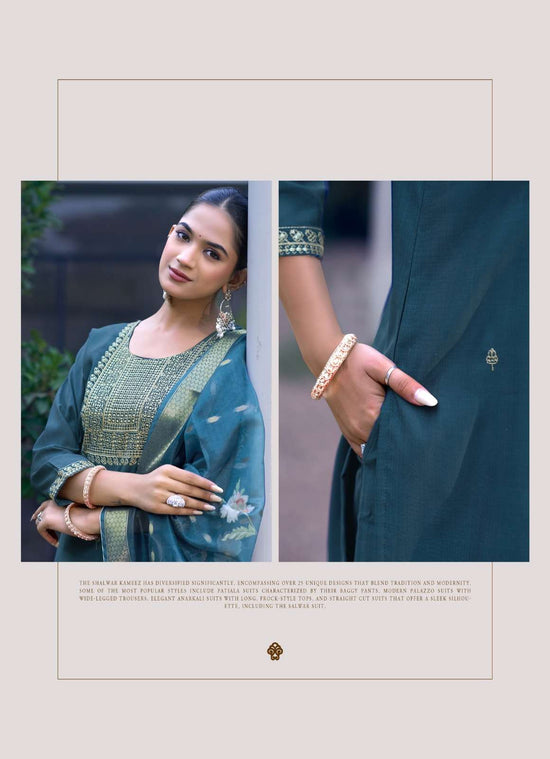 Girnar Bhrithi Vol 1 Vertican Embroidered Kurti Pant Dupatta Set