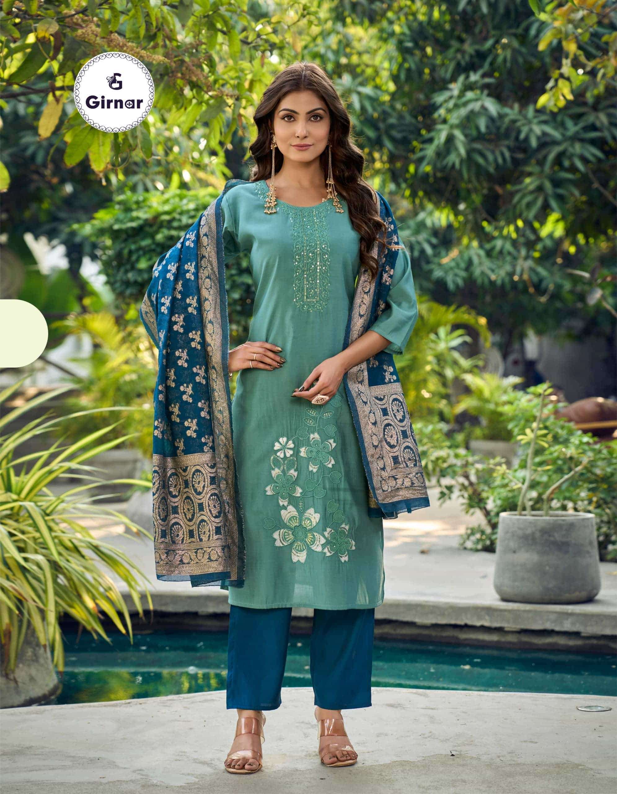 Girnar Khushi Vol 1 Roman Embroidered Salwar Suit Set