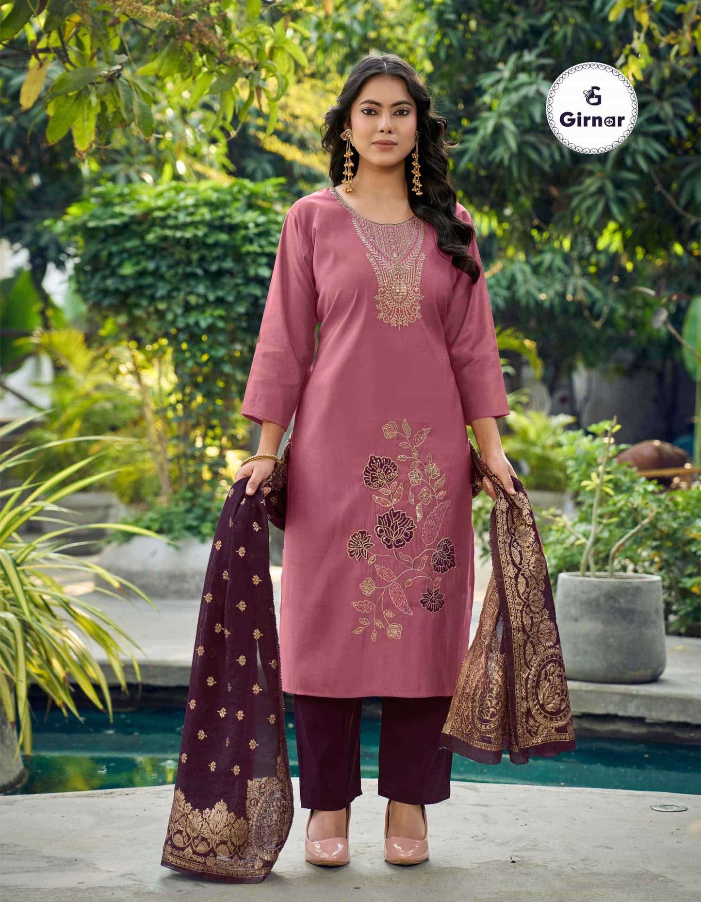 Girnar Khushi Vol 1 Roman Embroidered Salwar Suit Set
