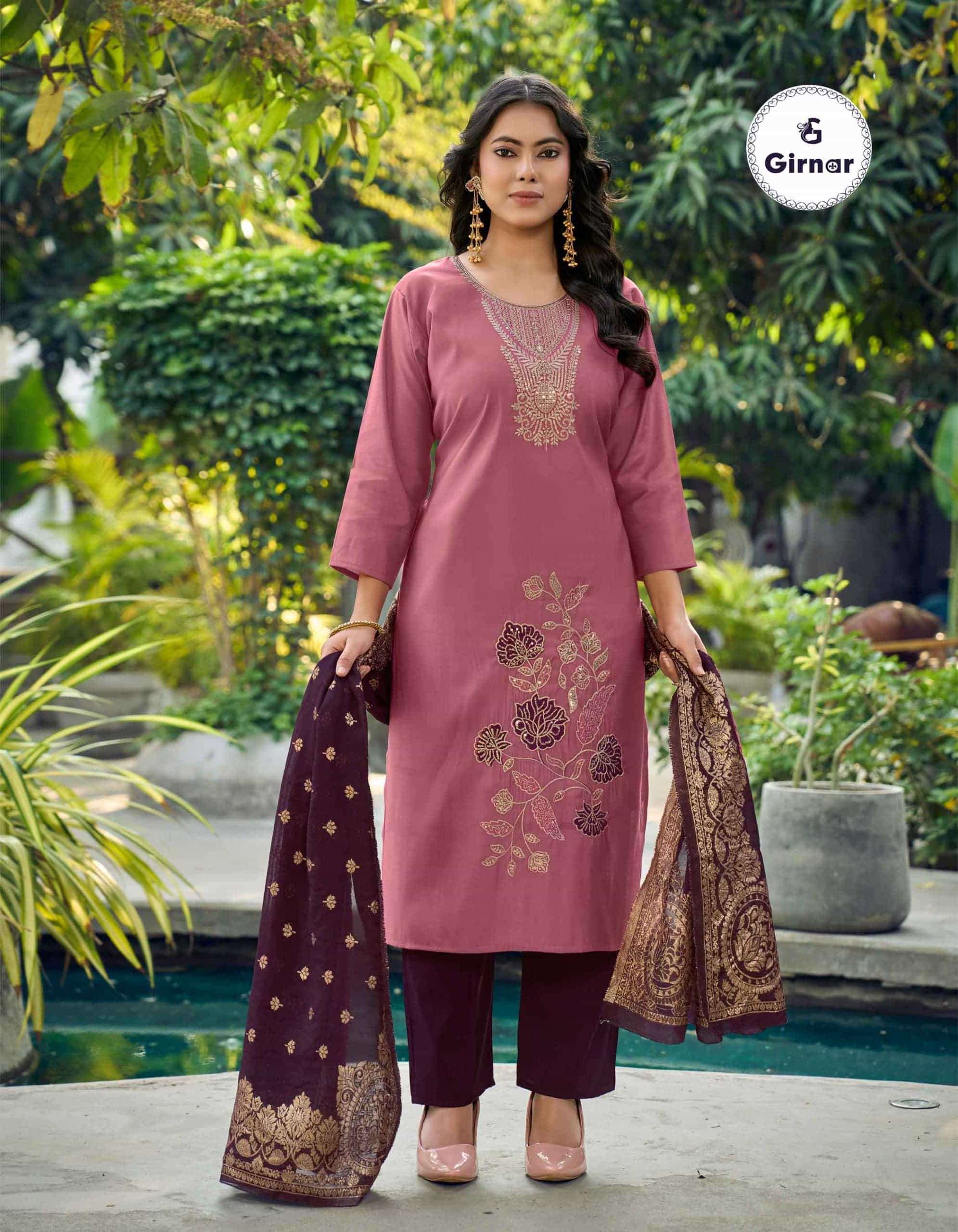 Girnar Khushi Vol 1 Roman Embroidered Salwar Suit Set