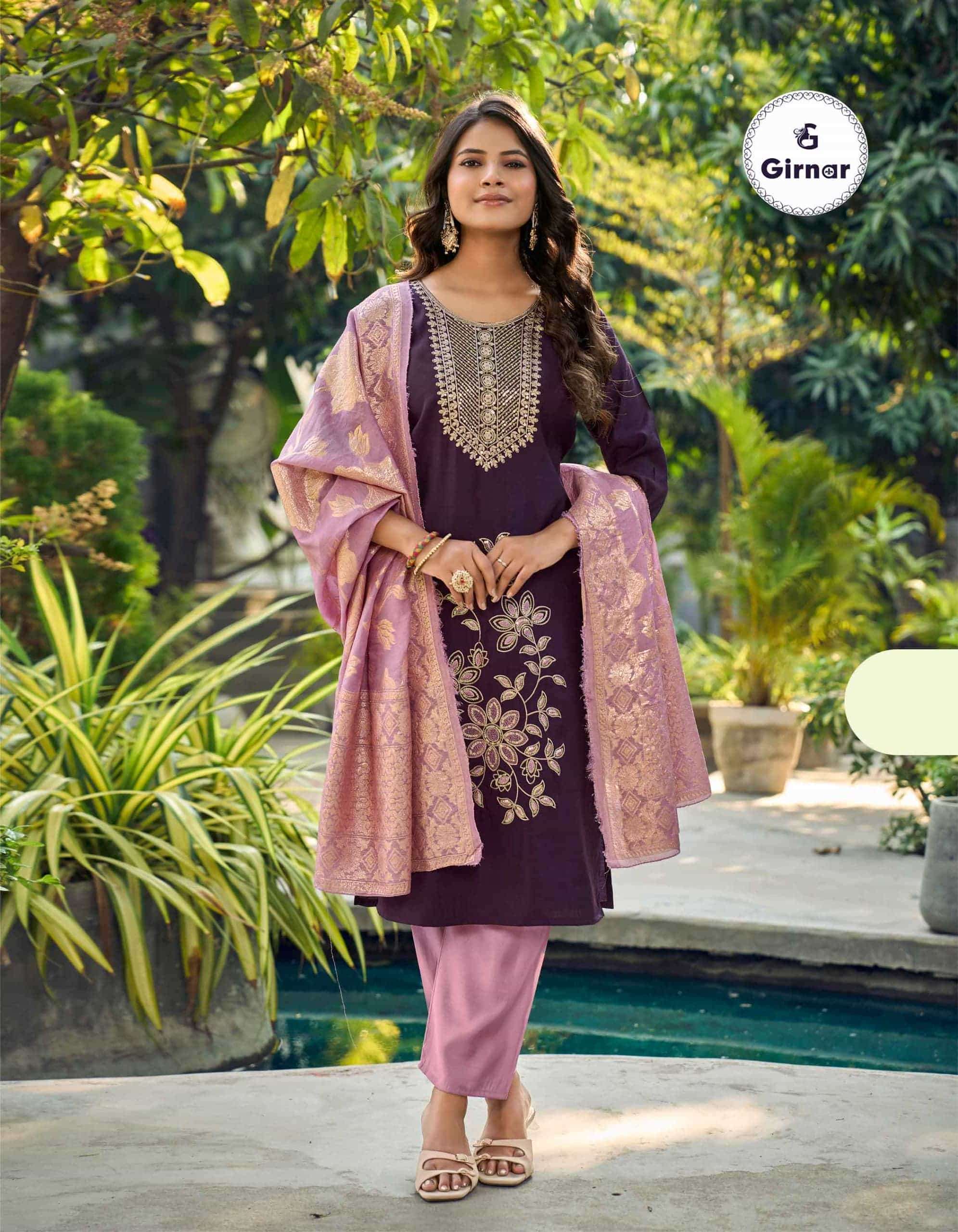 Girnar Khushi Vol 1 Roman Embroidered Salwar Suit Set