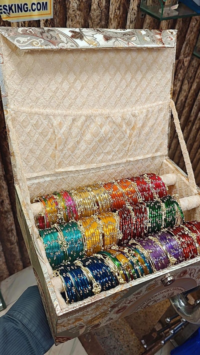 Amrah Wholesale Glass Kashmiri Ghungroo Combo Bangles Set 1