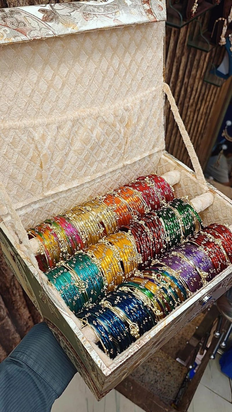 Amrah Wholesale Glass Kashmiri Ghungroo Combo Bangles Set 1