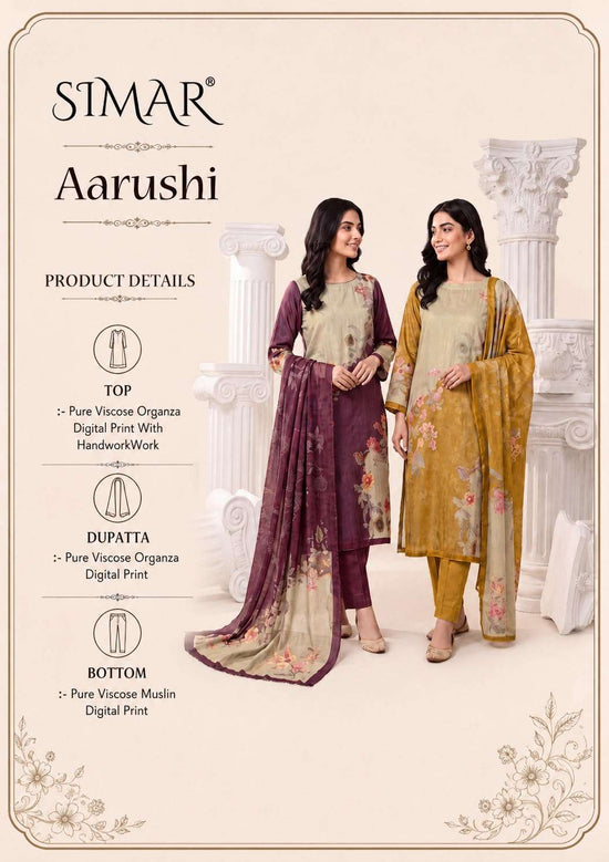 Glossy Aarushi Pure Viscose Organza Dress Material - Amrah Wholesale