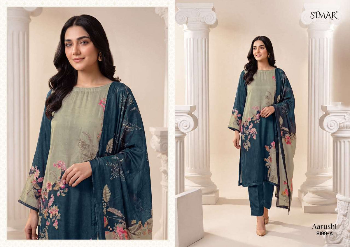 Glossy Aarushi Pure Viscose Organza Dress Material - Amrah Wholesale