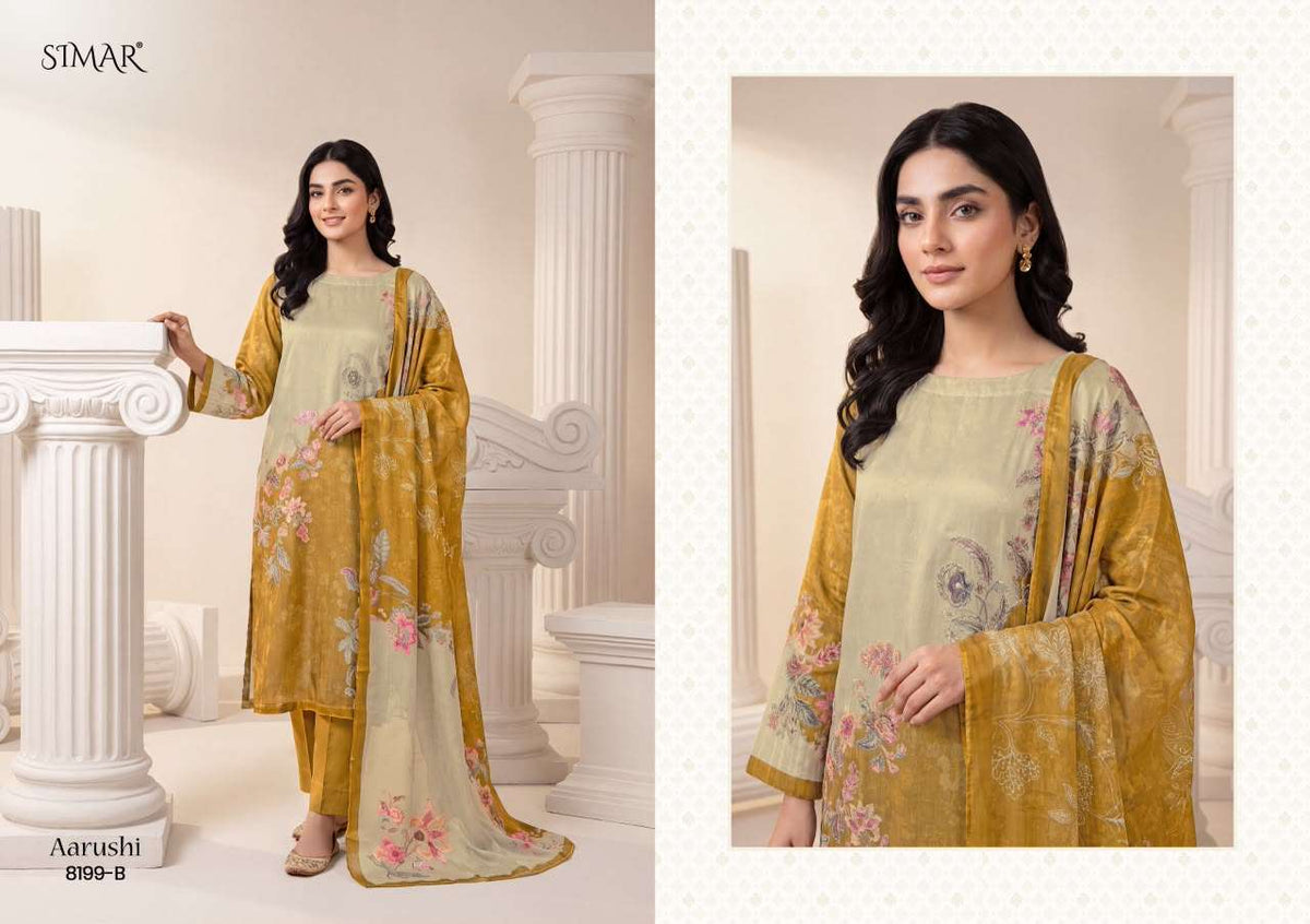 Glossy Aarushi Pure Viscose Organza Dress Material - Amrah Wholesale